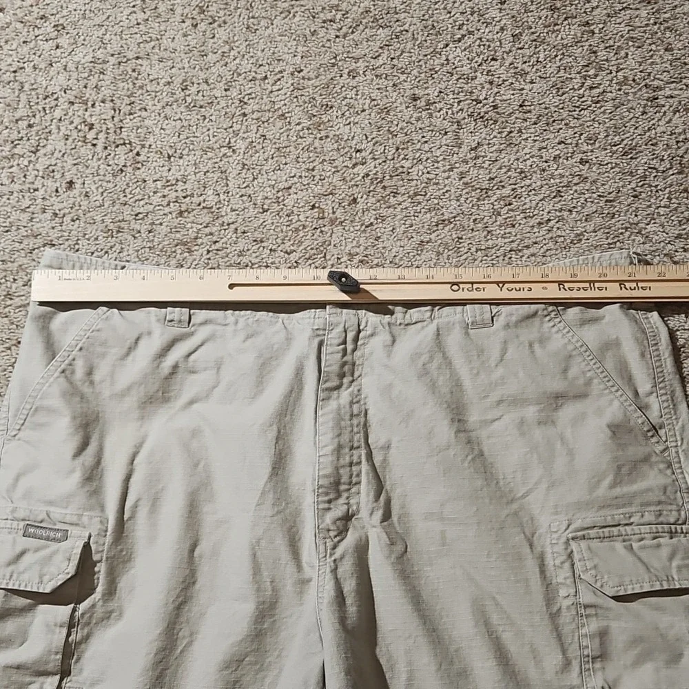 Woolrich Cargo Shorts Mens 42 Beige Ripstop Cotton Buttoned Pockets Spot See Pic